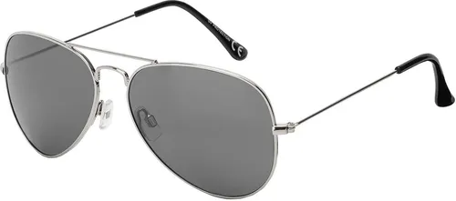 Sonnen Brille Designer Piloten Herren Sonnenbrille mit Kunstoffrahmen 30574 Schwarz Silber