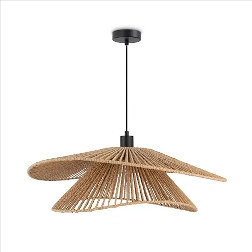 Paco Home LED Pendellampe – Elegante Hängeleuchte für Wohnzimmer und Esszimmer - Hängeleuchten & Pendelleuchten im Boho Style, aus leichtem Aluminium mit modernem Papier-Schirm in Schwarz. Ideal für stilvolle Akzente in jedem Raum.