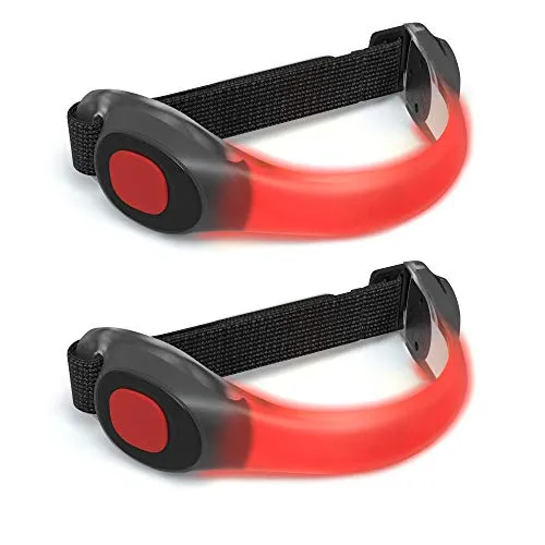 EAZY CASE 2 x LED Armband - Klettarmband mit 2 verschiedenen Modi I Leuchtarmband zur besseren Sichtbarkeit beim Joggen, Radfahren, Reflektor ideal für Kinder und Aktivitäten in der Dunkelheit, Rot