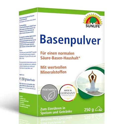 SUNLIFE® Basenpulver 250g - Mineralstoffe zur Unterstützung des Säure-Basen-Haushalts, enthält essentielle Mineralien wie Magnesium und Calcium für ein gesundes Gleichgewicht.