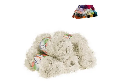 AYAZ 5 x 100g Strickgarn Yumos Fransenstrickgarn Strickwolle Häkelwolle, 7383 beige
