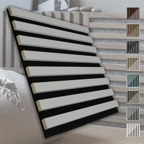 MARBET DESIGN Akustikpaneele Akustikquadrate 40x40cm Wandverkleidung Holz - (1 Paneel, schwarz - weiß) Paneele Akustikfilz Lamellendekor Schallschutz