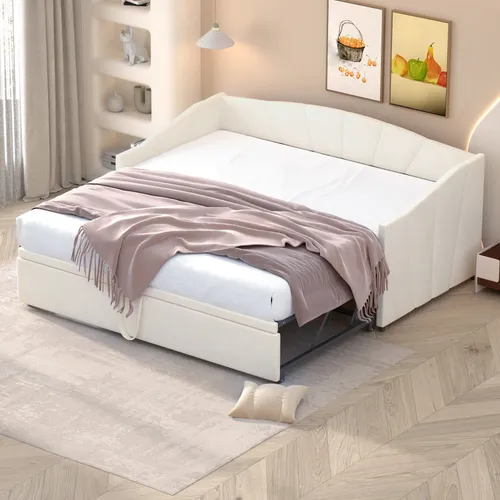 Schlafsofa mit Bettfunktion 90x200cm/180x200cm, Polsterbett aus Samt