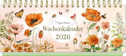 Wochenkalender 2026: peach - Tischkalender mit Wochenplaner und Eintragmöglichkeiten, hochwertige Ausstattung mit Ferienübersicht und Geburtstagsplaner – perfekt für die Organisation Ihrer Termine!