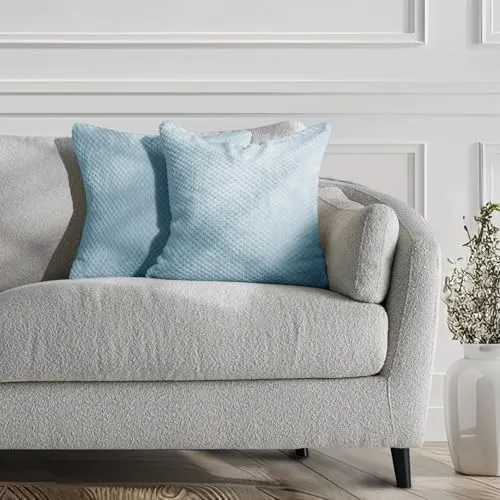 DecoKing 58350 2tlg 2 Kissenbezüge 45x45 cm Mikrofaser Reißverschluss Fleece Kissenhüllen hellblau Henry