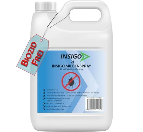 INSIGO Insektenspray - Biozidfreies Milbenmittel, 2 l - Insektizide zur effektiven Bekämpfung von Milben und Hausstaubmilben, geruchsarm und auf Wasserbasis, ideal für den Innen- und Außenbereich.