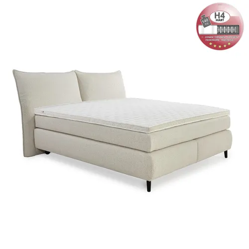 Elegantes Boxspringbett 180x200 cm mit H4 Federkernmatratzen und Topper - Stilvolles Boxspringbett 180x200 cm mit 2x 7-Zonen-Tonnentaschen-Federkernmatratzen H4 und hochwertigem Kaltschaum-Topper. Genießen Sie höchsten Schlafkomfort und ein ansprechendes Design in Beige Grau.