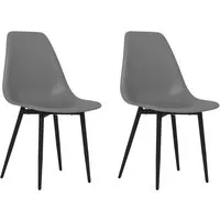 vidaXL Esszimmerstühle 2er Set Grau PP - Moderne Stühle im minimalistischen Design aus leicht zu reinigendem Polypropylen mit stabilen Metallbeinen. Ergonomische Rückenlehne für hohen Sitzkomfort, ideal für Ihr Esszimmer.