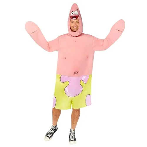 Amscan - Erwachsenenkostüm Patrick, Overall mit bedruckten Shorts und Mütze, ideal für Karneval und Motto-Partys
