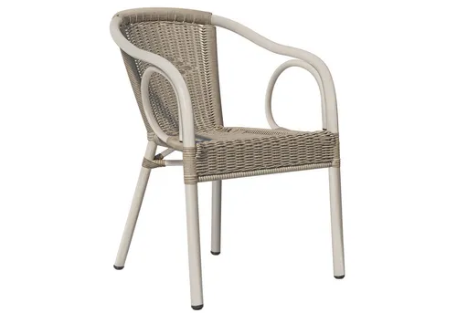 4er-Set Bistro Rattanstuhl Argos | Grau | Stapelbar - Gartenstühle in elegantem Design, ergonomisch geformt für maximalen Komfort. Ideal für Gastronomie und Events, UV-beständig und pflegeleicht.