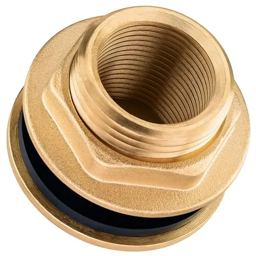 Poppstar Regentonnendurchführung, 3-teilig, Fassdurchführung 3/4 Zoll (24 mm) Innengewinde, Messing, inkl. Dichtung