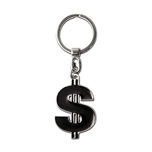 Logoshirt Dollarzeichen Schlüsselanhänger aus verchromtem Metall – Money Logo Keychain/Schlüsselring, ca. 3 x 4,5 cm – Original lizenziertes Fan-Merchandise