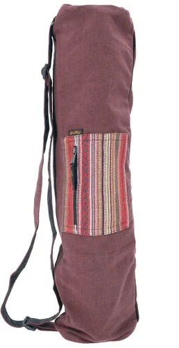 GURU SHOP Boho Yogamatten-Tasche, Yogatasche aus Nepal - Braun, Unisex - Erwachsene, Baumwolle, 70x24x14 cm