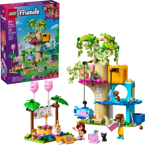 Katzengeburtstagsparty & Baumhaus: Lego Set - Lego Set für kreative Bauabenteuer mit dem Kater Churro und seinen Freunden, ideal für Katzenliebhaber und Fans von spannenden Geschichten.