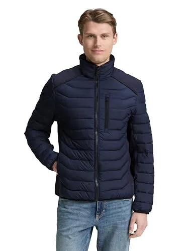 Tom Tailor 1048127 Hybrid Jacke Blau L - Funktionsjacke aus leichtem Material, ideal für Übergangszeiten. Mit praktischen Seitentaschen und einer Innentasche für Handy und Schlüssel.