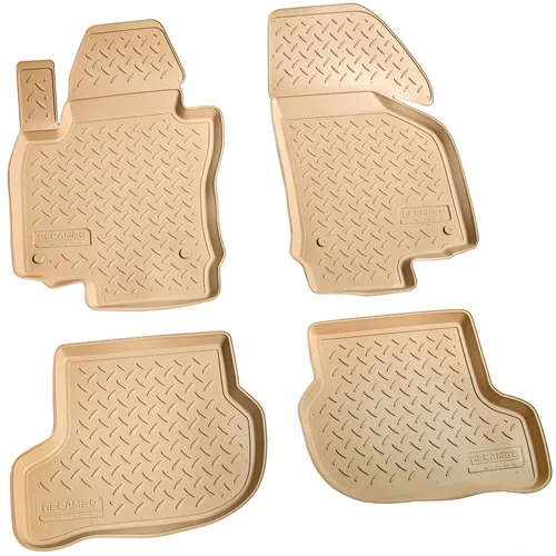 3D Gummi Fussmatten passend für VW Golf Plus | BJ 2004-2014 | beige mit Rand