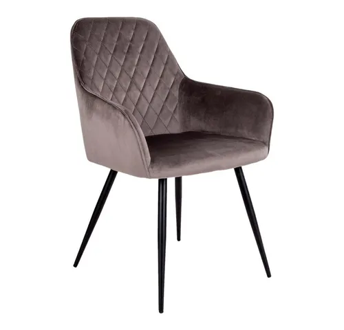 ebuy24 Esszimmerstuhl 2er Set Hasse - Kastanienbraun - Elegantes 2er Set Esszimmerstühle aus Velour und Metall, ideal für stilvolle Essbereiche. Mit einer Breite von 57 cm und einer Höhe von 87 cm bieten sie Komfort und Stabilität.