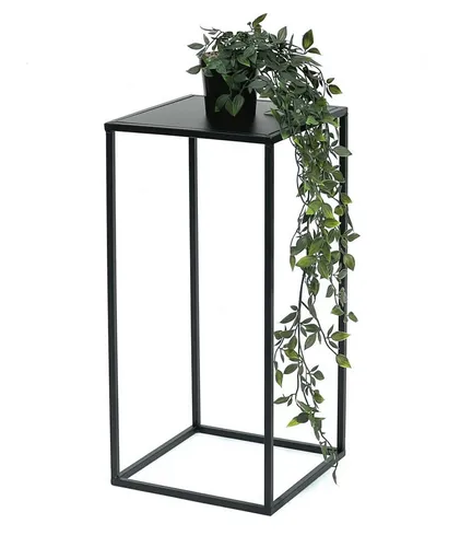 DanDiBo Blumenhocker Metall Schwarz 60-50 cm - Moderner Blumenhocker aus stabilem Metall, ideal für Pflanzen und als Beistelltisch. Fertig montiert, einfach aufstellen und genießen. Max. Belastung 30 kg, perfekt für Wohnzimmer, Küche oder Balkon.