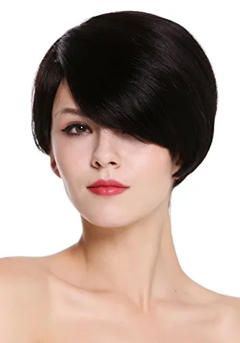 WIG ME UP - RGH-5334-HH-1B Echthaar Perücke Damenperücke kurz Scheitel glatt voluminös schwarz