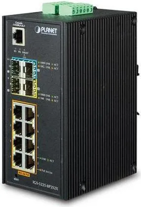 PLANET IGS-5225-8P2S2X - Switch - L3 - managed - 8 x 10/100/1000 (PoE+) + 2 x SFP + 2 x 10 Gigabit SFP+ - an DIN-Schiene montierbar, wandmontierbar - PoE+ (240 W) - Gleichstrom (IGS-5225-8P2S2X)