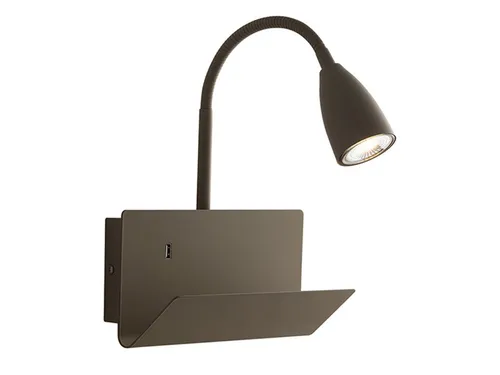 Luce Ambiente Design LED Wandleuchte mit USB-Ladefunktion & Ablage - Praktische LED Wandleuchte mit 23 cm Breite, flexibler Leselampe und USB-Anschluss. Ideal für Nachttisch oder Wohnzimmer, vereint modernes Design mit Funktionalität und sorgt für angenehmes Licht.