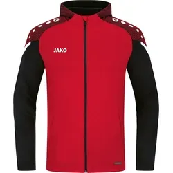 JAKO Kinder Kapuzenjacke Performance, Rot/Schwarz, 152 - Funktionsjacke aus 100% recyceltem Polyester, bietet hohen Tragekomfort und praktische Seitentaschen mit Reißverschluss für zusätzlichen Stauraum.