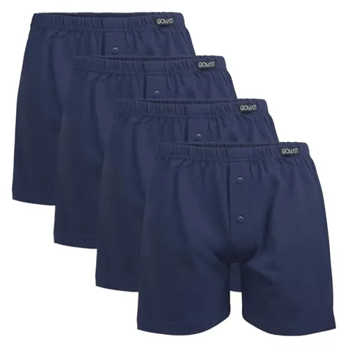 Gomati Herren Jersey Boxershorts (4 Stück) Stretch Unterhose aus Baumwolle - Navy XL/7