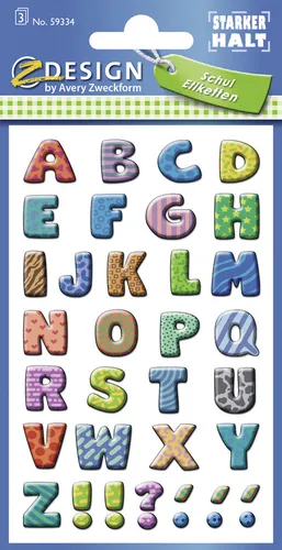 ZDesign SCHOOL Buchstaben-Etiketten Buchstaben: A-Z bunt 87 Etiketten