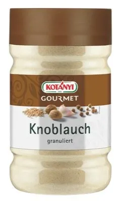 Kotanyi Knoblauchgranulat 765 g - Praktische Großverbraucherpackung für Gastronomie und Hotellerie. Verfeinern Sie Ihre Gerichte mit hochwertigem Knoblauchgranulat für intensiven Geschmack.