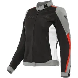 Dainese Hydraflux 2 Air D-Dry Damenjacke - Wasserdicht & Belüftet - Schwarz/Grau/Rot/Weiß - Größe 44 - Motorradjacke für Damen mit herausnehmbarer D-Dry®-Membran, ideal für wechselhaftes Wetter. Leichtes Omega-Mesh sorgt für Komfort und Belüftung.