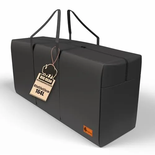 XL Aufbewahrungstasche 85×55×35 cm – 164 l Robuste, faltbare Tragetasche mit Reißverschluss – Ideal für Kleidung, Bettwäsche, Umzug, Camping und Aufbewahrung