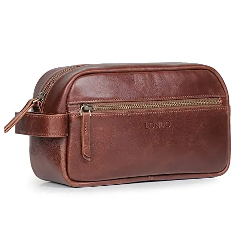 Londo Echtleder Reisetasche, Kulturtasche, Kosmetiktasche, Waschtasche – Unisex, Perfekt für Reisen & Alltag