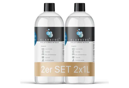 Klarberg Waschsauger Polsterreiniger Konzentrat - 2 Flaschen Set - Polsterreiniger für Sofa, Teppich und Autositze. Effektive Reinigung und Pflege für alle Textilien im Haushalt.
