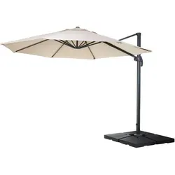 Gastronomie-Luxus-Ampelschirm MCW, Ø 3,5m creme mit Ständer von MCW