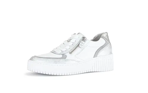Gabor Damen Low-Top Sneaker, Frauen Halbschuhe,Wechselfußbett,Best Fitting,Laufschuhe,schnürschuhe,schnürer,Weiss/grau-Kombi,37 EU / 4 UK