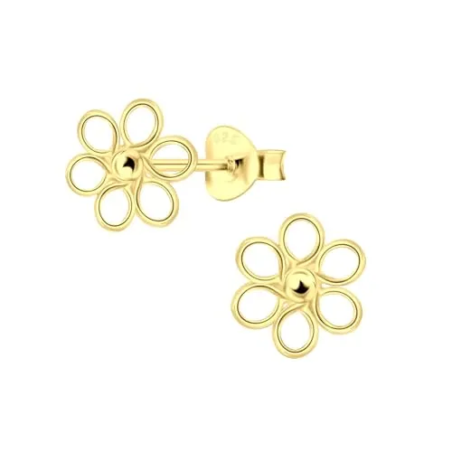 Monkimau - Blumen Herren - Ohrringe, Ohrstecker, Ohrschmuck - aus 925 Sterling Silber, Sterling Silber - für Herren - handgefertigt, Geschenkidee - 925er Silber, Silber - Ohrstecker Schmuck