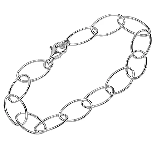 NKlaus Armband 925 Sterling Silber - Elegante Langankerkette für Damen - Armband aus 925 Sterling Silber, 19cm lang, ideal für Handgelenke bis 17,5cm, mit robustem Karabinerverschluss. Perfekt für einen stilvollen Look!