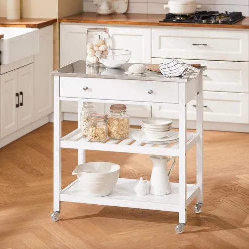 SoBuy FKW47-II-W Servierwagen mit Rollen in weiß von SoBuy