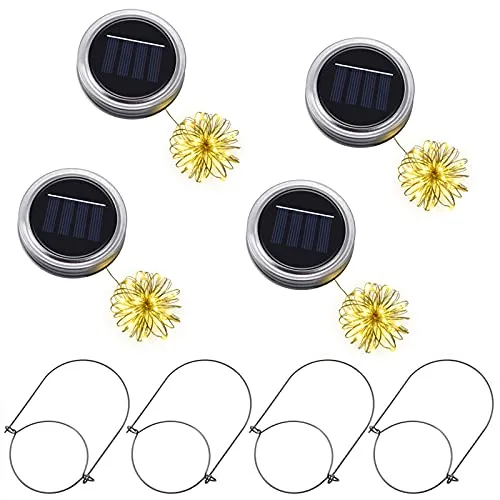 Ymenow Solarlampen für Außen Hängend, 4 Stück 3M 30LED Solarglas Solarleuchten Ersatzteile Solar Lichterkette Aussen Lampions Außen Wetterfest für Garten Baum Balkon Deko, Keine Einmachgläser