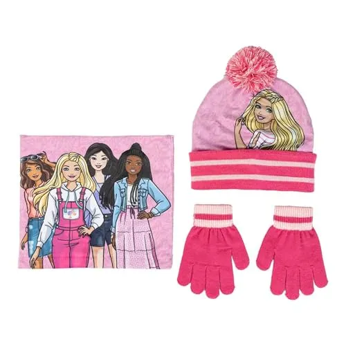 3-teiliges Set Snood Barbie (Mütze, Halstuch und Handschuhe), 2/8 Jahre.