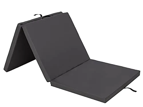 Faltbare Trainingsmatratze, Klappmatratze, Isomatte & Strandmatratze für Camping, Feldbett & Gäste | Größe: 195 x 80 cm, Farbe: Graphit