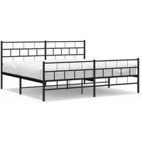 Robustes Bettgestell mit Kopf- und Fußteil in Schwarz 193x203 cm - Stabiles Metallbett aus pulverbeschichtetem Stahl mit praktischem Stauraum und hervorragender Rückenunterstützung – ideal für dein Schlafzimmer!