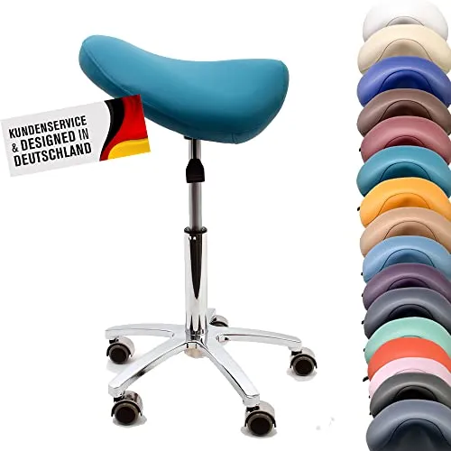 Promafit Sattelhocker - Ergonomischer Sattelstuhl mit Gummirollen - Bürohocker mit stufenloser Höhenverstellung von 50-73 cm, ideal für gesundes Sitzen. Stabiler Metallfuß und 360° Drehbarkeit sorgen für optimale Bewegungsfreiheit.