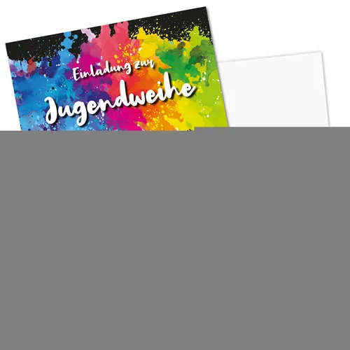 Produktbild Einladungskarten zur Jugendweihe mit bunten Farbflecken - DIN A6 I dv_1185 15