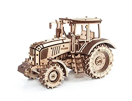 EWA Eco-Wood-Art Traktor BELARUS-2022 3D-Holzpuzzle - Puzzle-Bausatz für Jugendliche und Erwachsene, inklusive Gummibandmotor für mobiles Spielzeug. Ideal für kreative Bastelstunden ohne Kleber!
