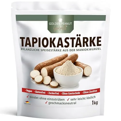 GOLDEN PEANUT GOURMET Tapioka Stärke 1 kg vegane Speisestärke Soßenbinder glutenfreies Mehl zum Andicken