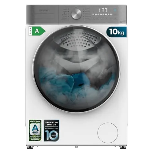 Cecotec Frontlader-Waschmaschine Bolero DressCode 10800 Inverter A. 2000 W, 1400 U/min, 16 Programme, Klasse A, Inverter Plus Motor, Dampf SteamMax, Intelligente Wäsche, Lastsensor