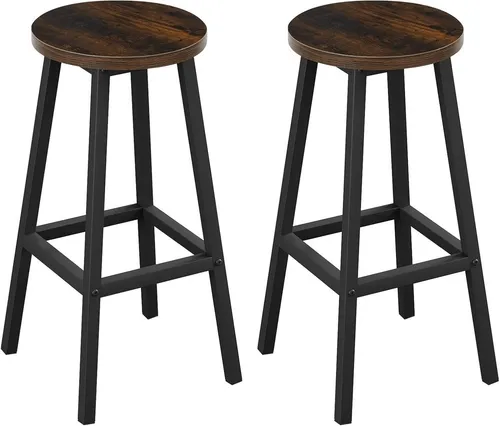 Klihome Barhocker (2er Set) in Vintagebraun mit Fußstütze