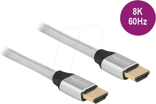 DELOCK 85366 - Ultra High Speed HDMI Kabel 48 Gbps 8K 60 Hz silber 1 m zertifiz
