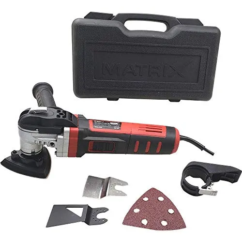 Matrix Multifunktionswerkzeug Oszillationswerkzeug 600W Multitool MC 600 zum Schleifen, Schaben, Sägen, Schneiden ... | 600 Watt | 230V | 10000-16000 RPM | inklusive Koffer und viel Zubehör